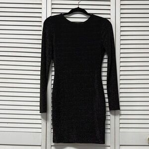 Women’s Black Sparkle Long-Sleeve Bodycon Dress. SZ Medium